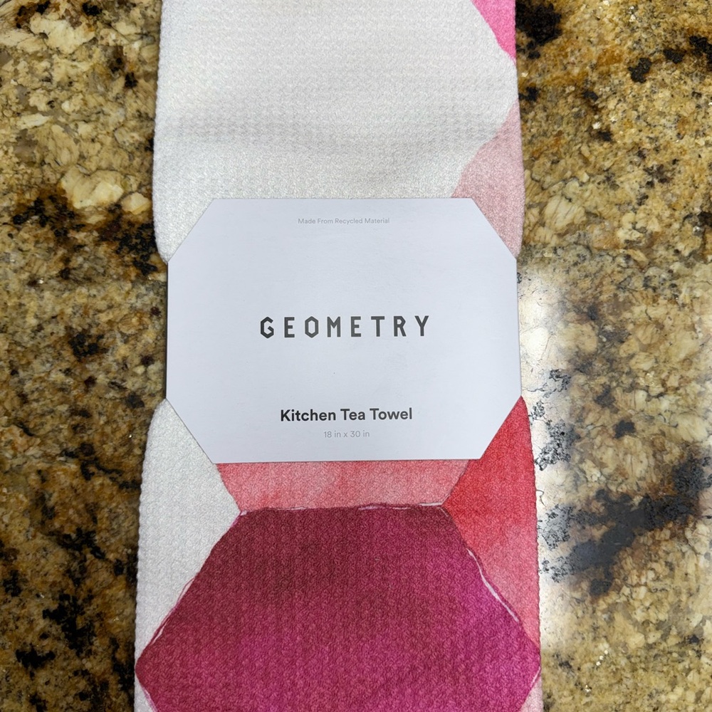 Geometry Pink Kitchen Tea Towel